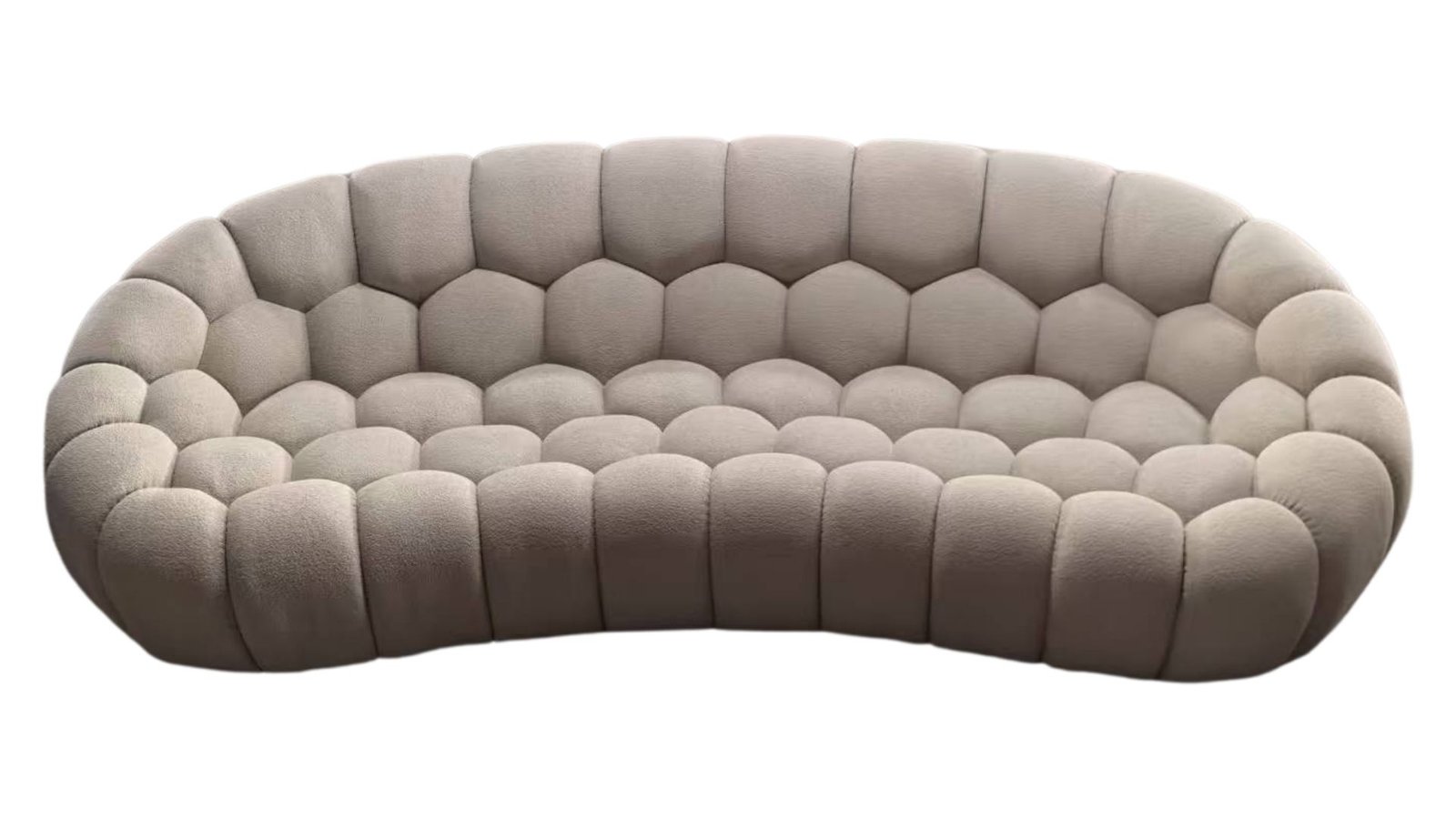 canape 3 places haut de gamme beige tissu bouclette