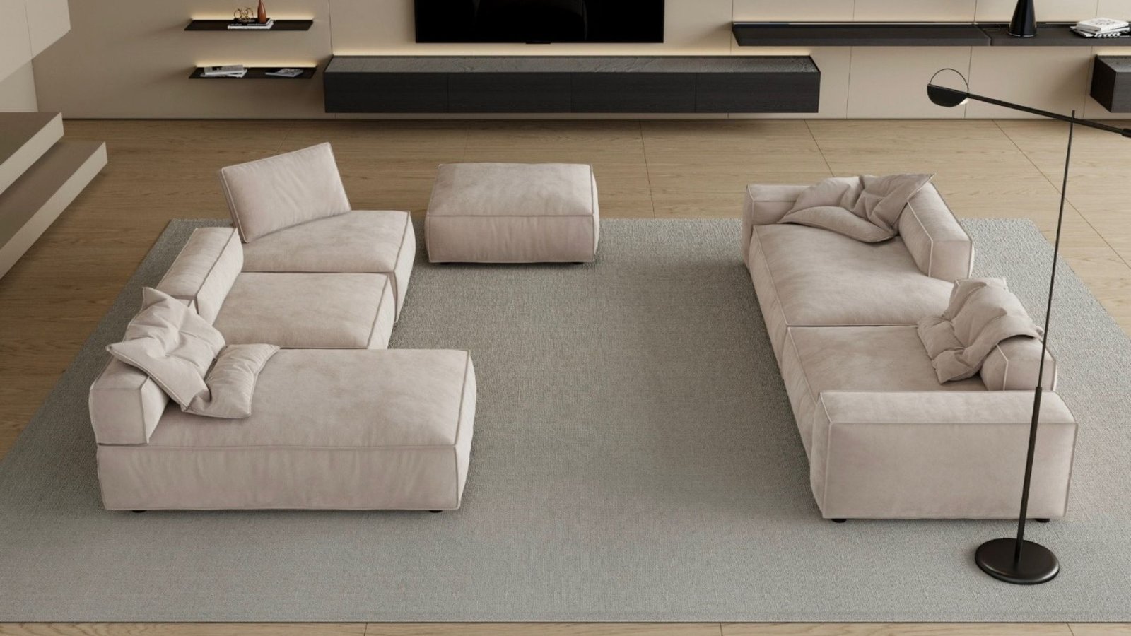 canape modulable tissu nubuk beige palazzo