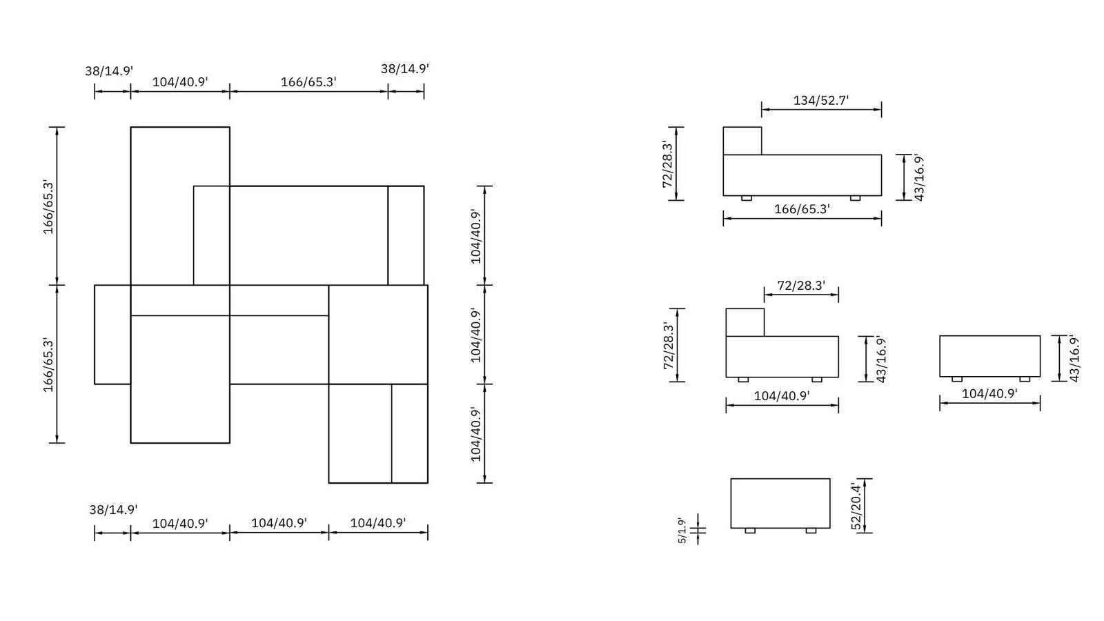 dimensions canape modulable assise profonde