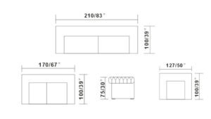 dimensions ensemble canapes chesterfield