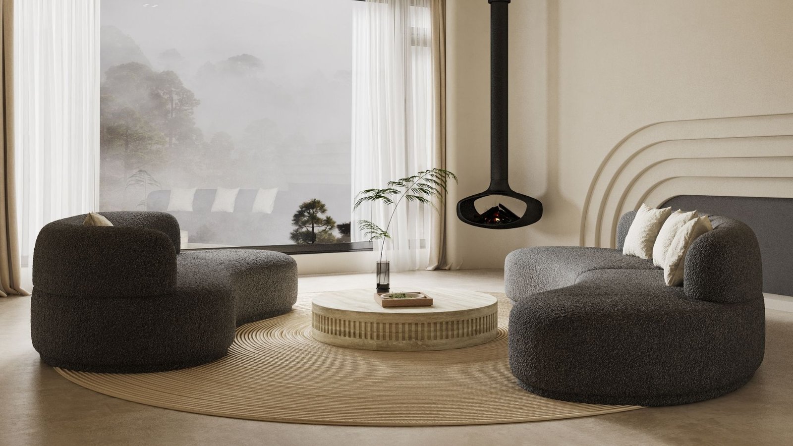 ensemble 2 canapes arrondis noir de pascalis