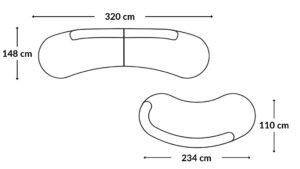 ensemble 2 canapes incurves arrondis