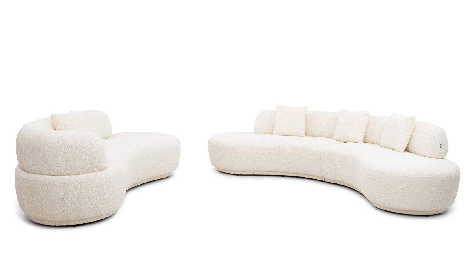 ensemble 2 canapes incurves blanc tissu bouclette