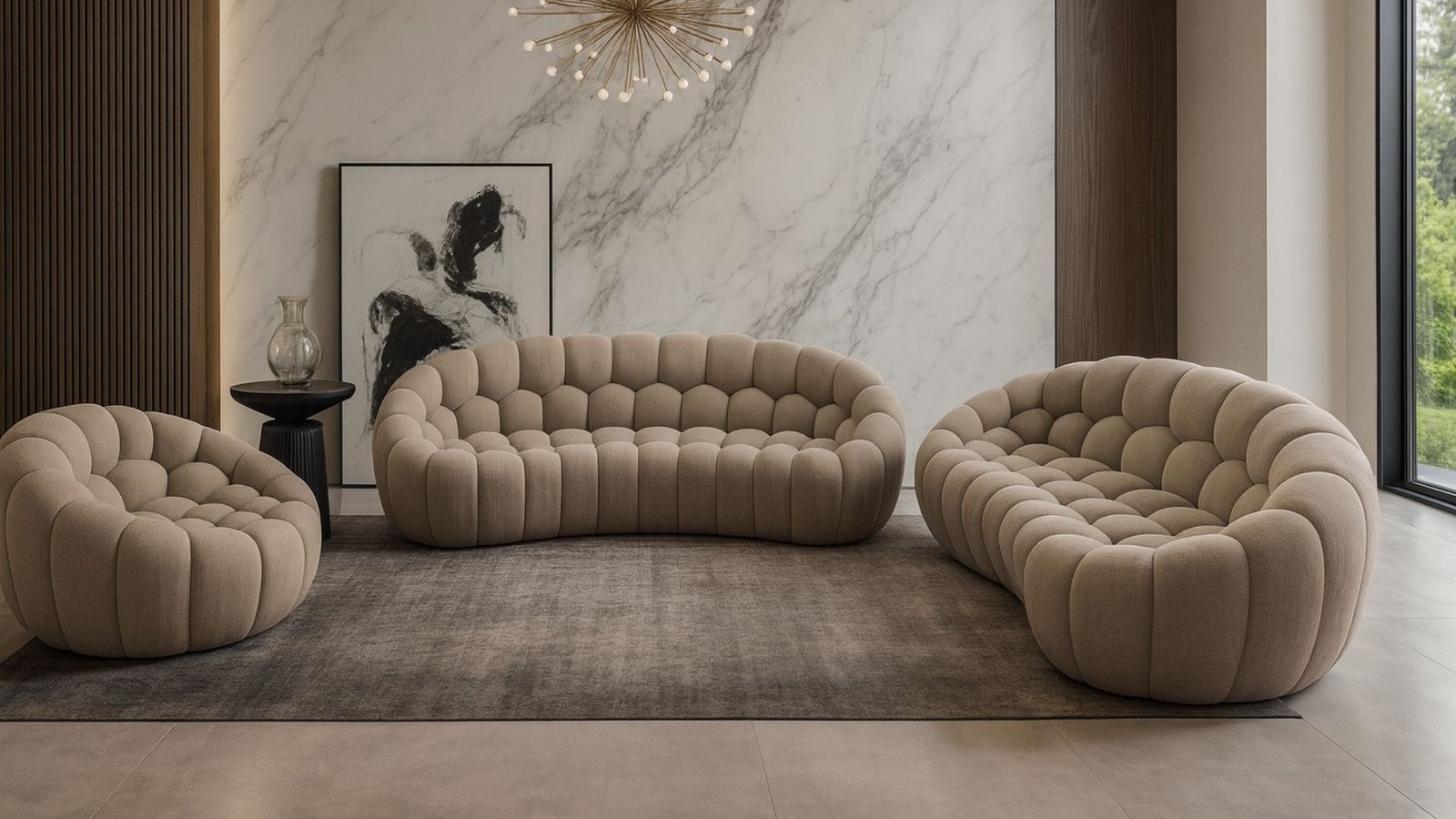 ensemble 3 canapes haut de gamme beige