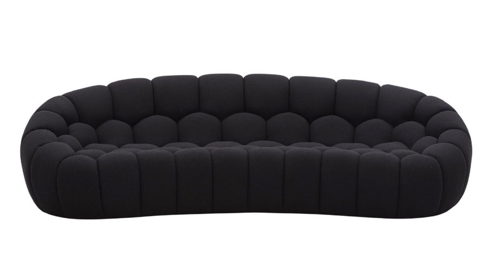 ensemble 3 canapes moderne noir tissu bouclette