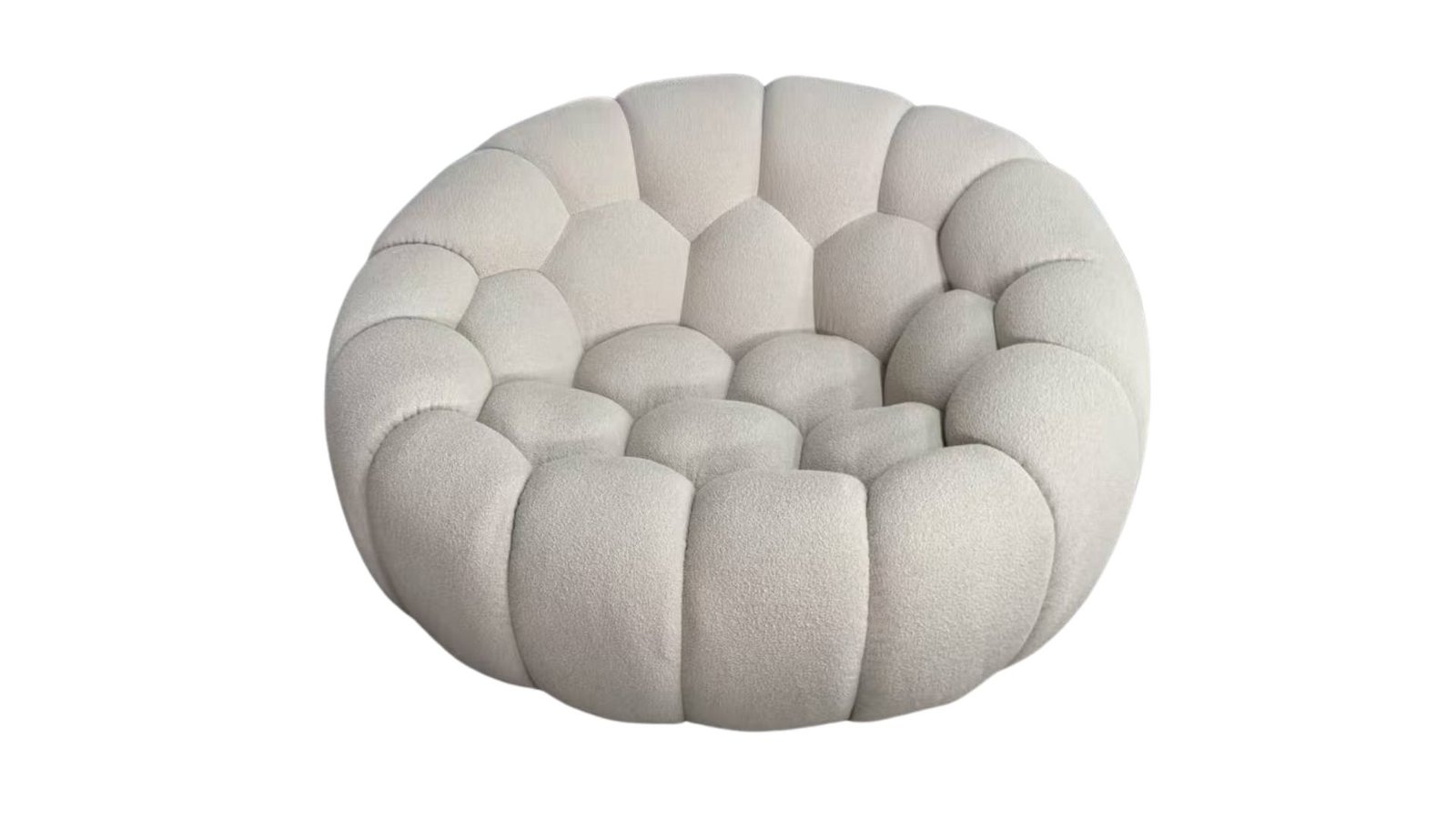 fauteuil design beige tissu bouclette trilogia