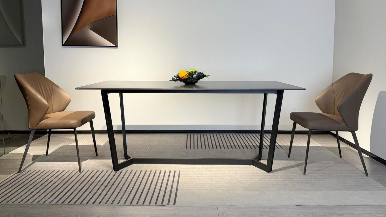 table a manger noire moderne 6 personnes