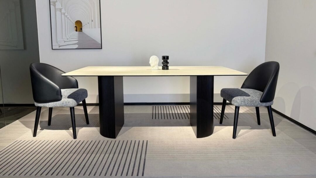 table a manger rectangulaire pieds stries