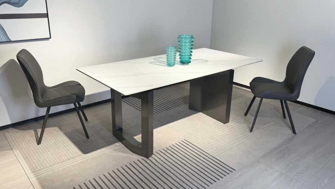 table moderne gris blanc 180x90