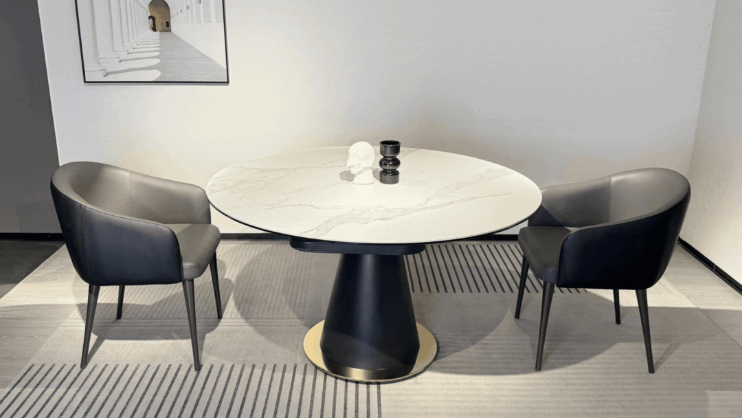 table ronde extensible avec rallonges integrees