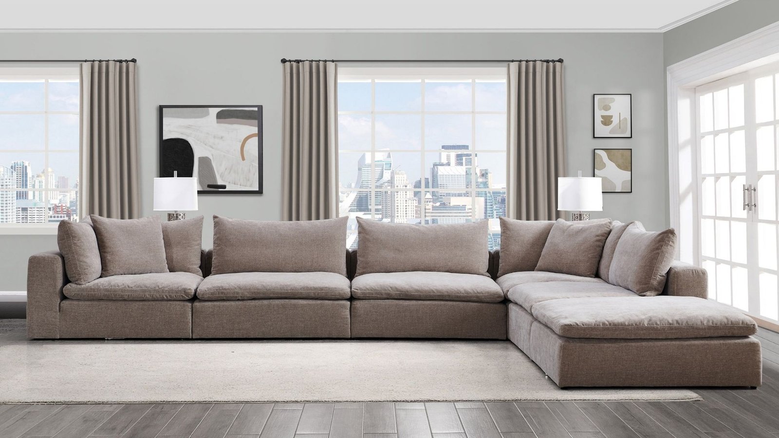 canape d angle grand format beige design