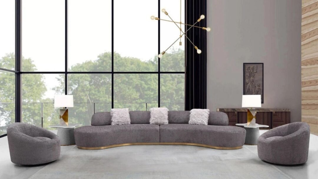 ensemble canape 6 places 2 fauteuils gris