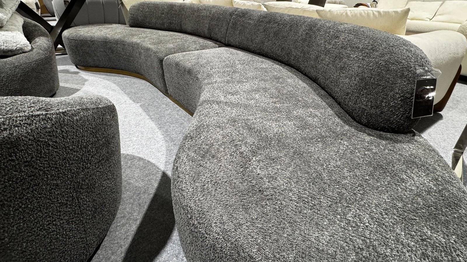 ensemble canape 6 places 2 fauteuils gris design italien
