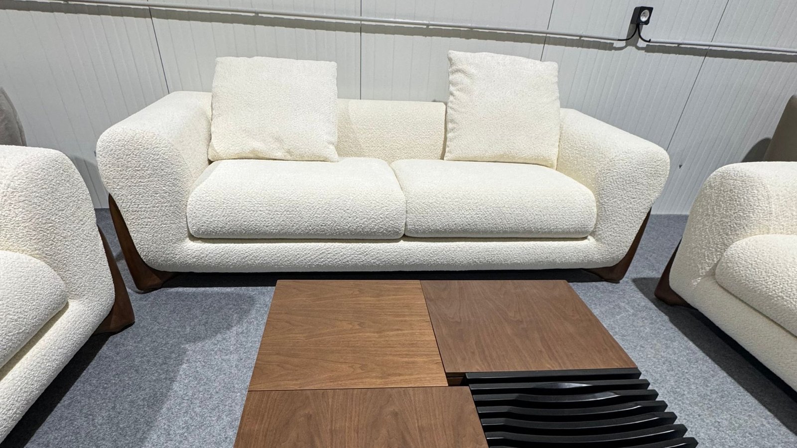 ensemble canapes 3 2 1 tissu bouclette doux design