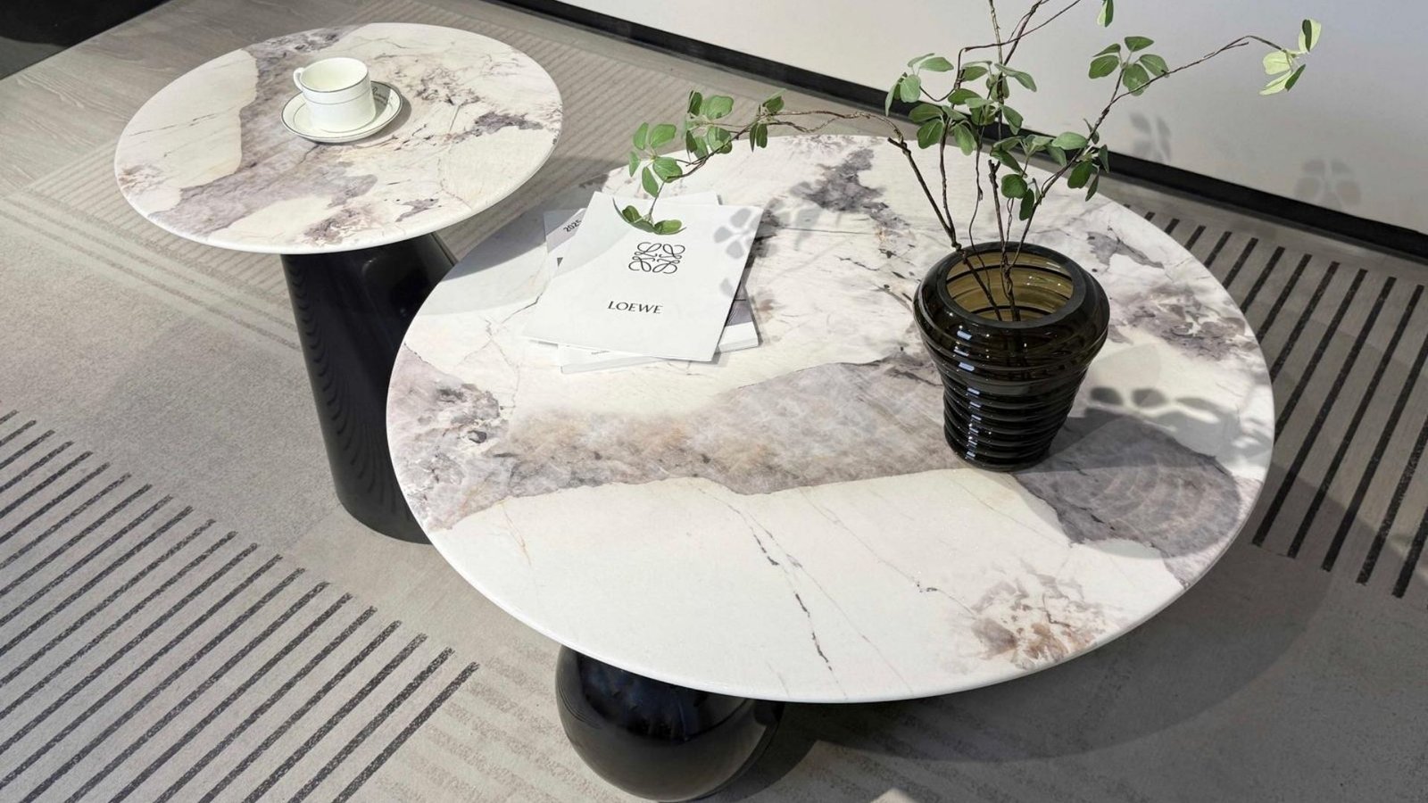 lot de 2 table basse ronde marbre design