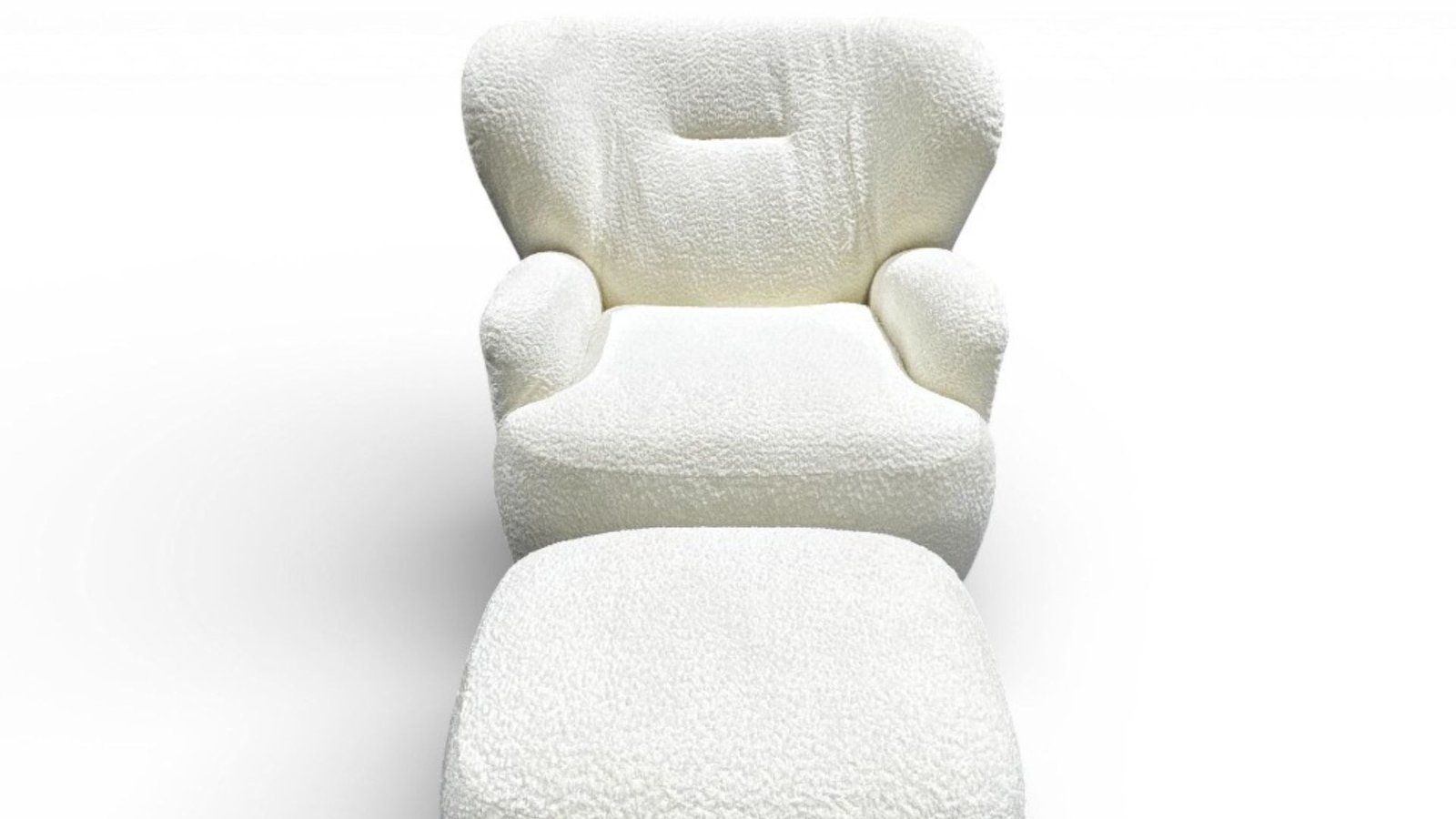 fauteuil bouclette beige avec repose pied