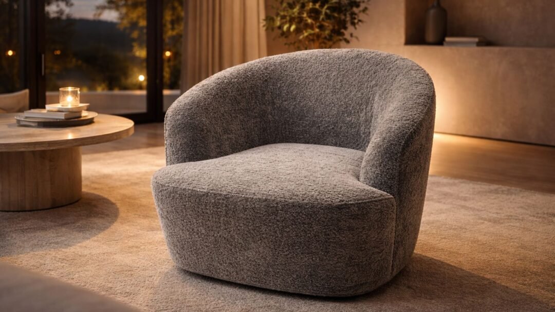 fauteuil design salon gris bouclette