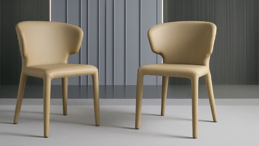 lot 2 chaises salle a manger design beige