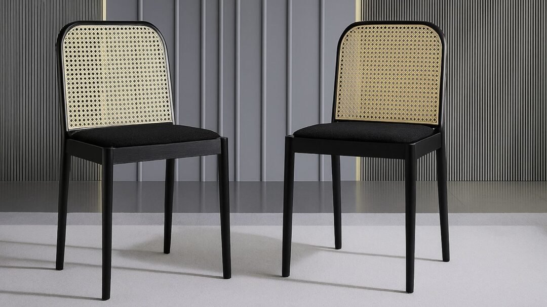 lot 2 chaises salle a manger noire design