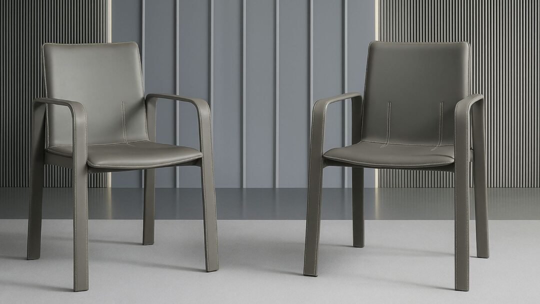 lot de 2 chaises haut de gamme grises