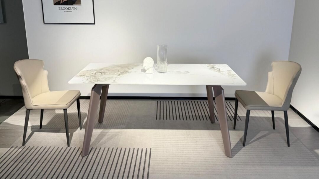 table a manger rectangulaire effet marbre