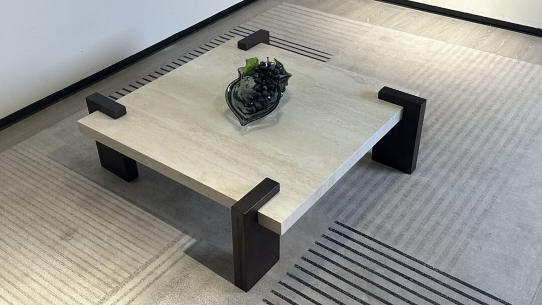 table basse pierre frittee carree