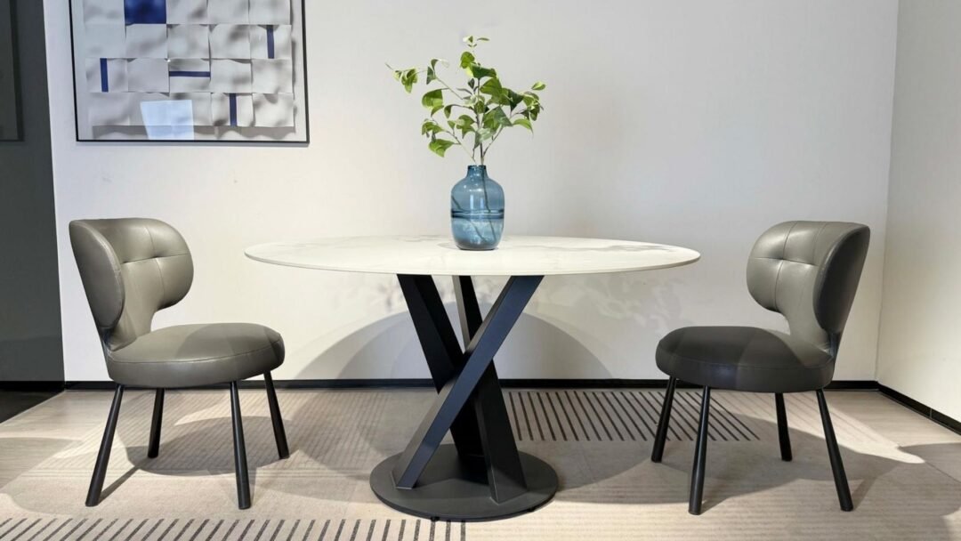 table ronde salle a manger marbre blanc