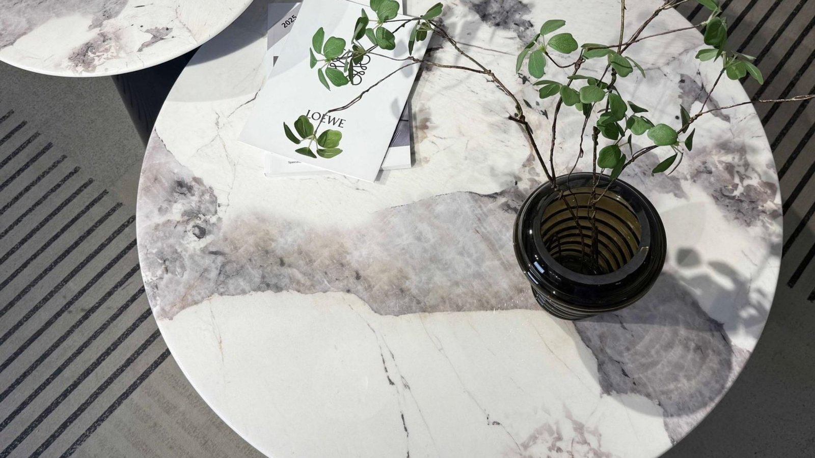 lot de 2 table basse ronde marbre luxe