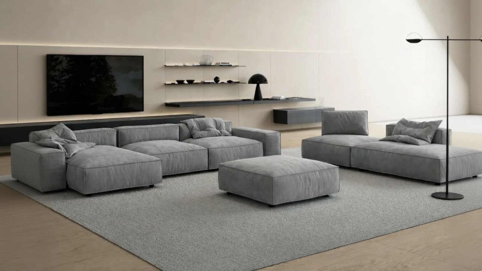 canape modulable en cuir nubuck