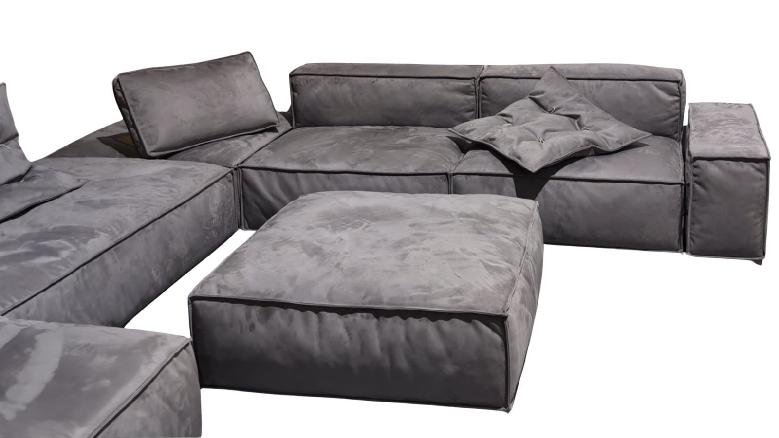 canape modulable modern en cuir gris