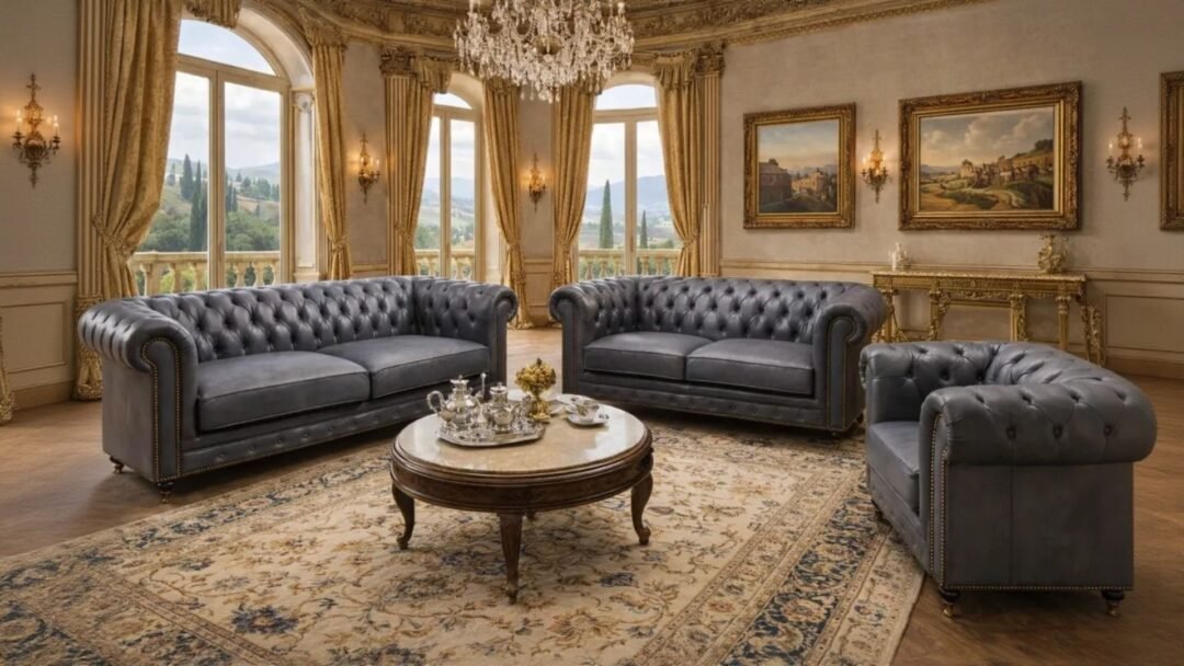 ensemble canape 3 2 1 chesterfield simili cuir