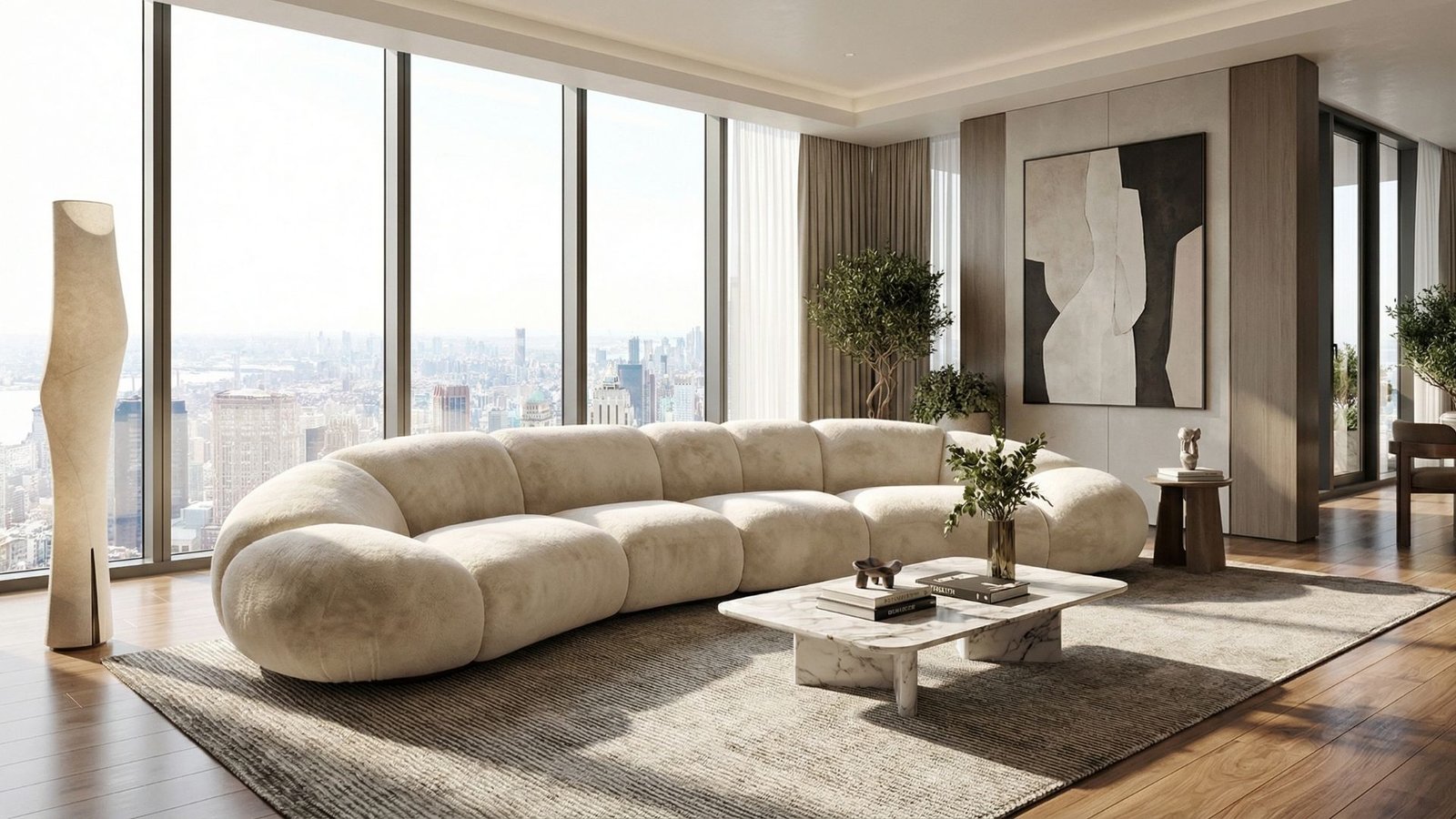 canape 4 places beige design luxe