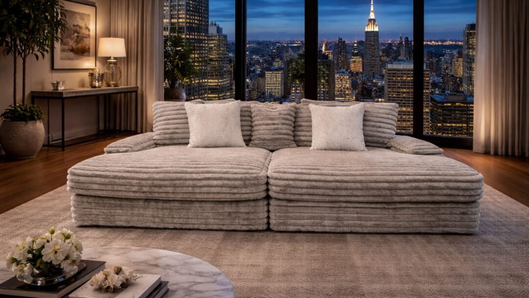 canape velours cotele beige