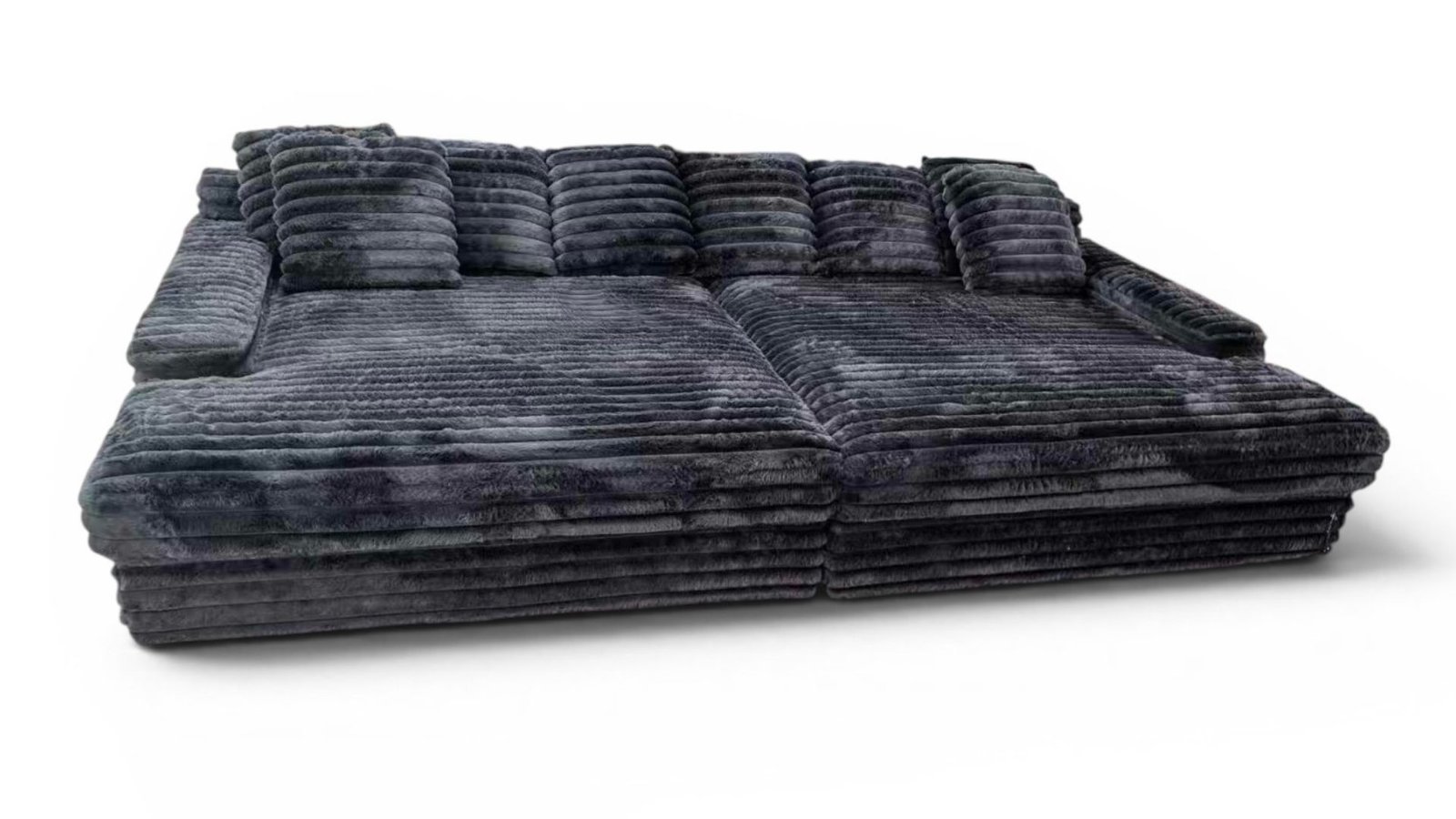 canape tissu velours grandes cannelures gris anthracite