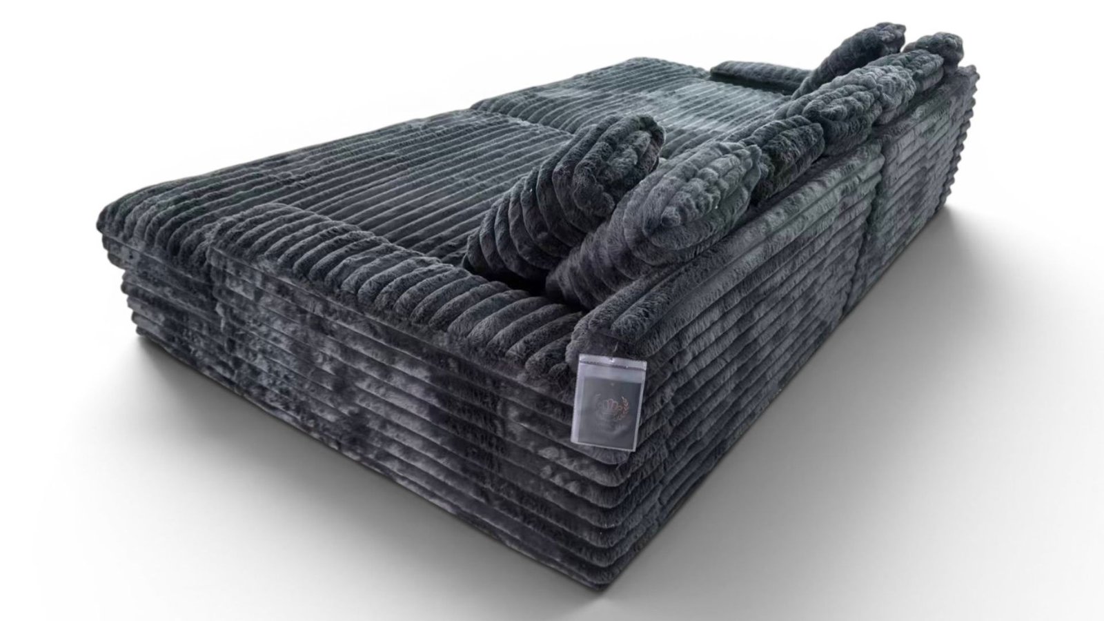 canape tissu velours grandes cannelures