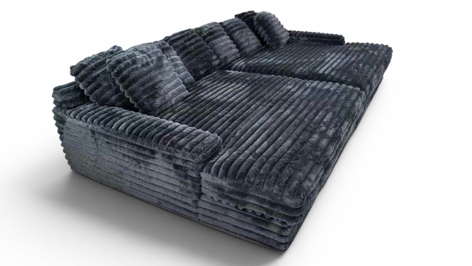 canape velours cotele gris tissu doux resistant